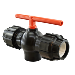 شیر توپی سه‌راهی (Way Ball Valve) دوسررابط و یکسر دنده از کف